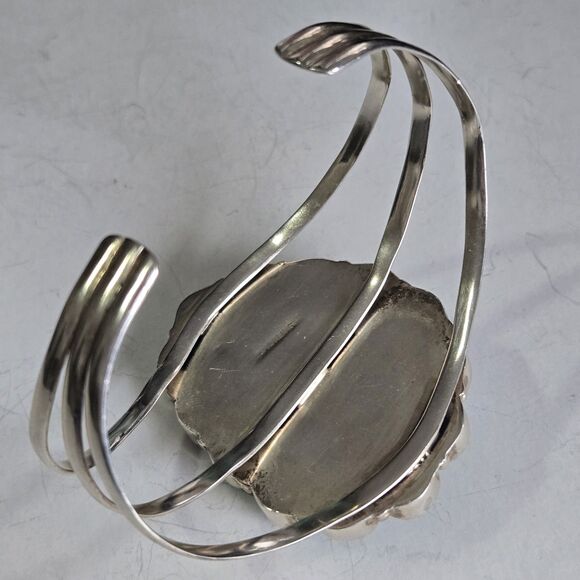 Vintage Navajo Sterling Turquoise Cluster Cuff Bracelet 48g Large 7.5" Stamped - Picture 6 of 13